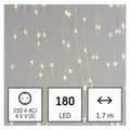 LED vianočný nano reťaz – záclona, 1,7x1,5 m, vonkajšie aj vnútorné, teplá biela, programy