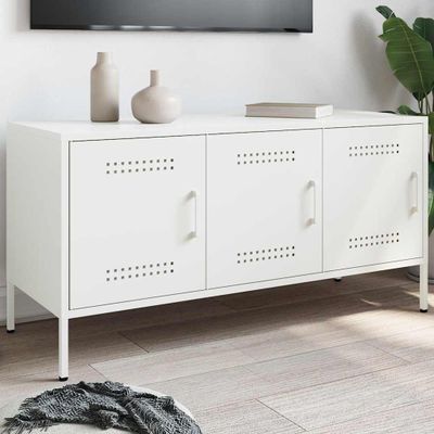 vidaXL TV skrinka biela 100,5x39x50,5 cm oceľ