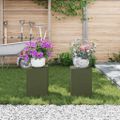vidaXL Stojan na rastliny 2 pcs Olivovo zelená 24 x 24 x 35 cm Oceľ