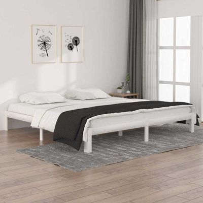 vidaXL Rám postele biely masívna borovica 200x200 cm