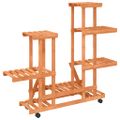 vidaXL Stojan na kvetiny s kolieskami 95x25x101 cm masívna jedľa