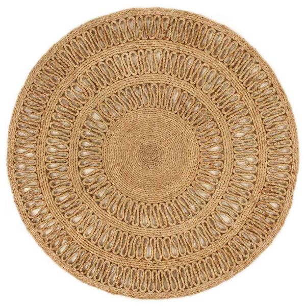 vidaXL Ručne pletený okrúhly koberček z juty, 90 cm