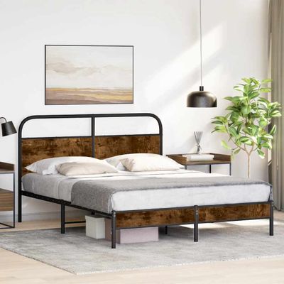 vidaXL Posteľný rám bez matraca 160x200 cm dymový dub kompozitné drevo
