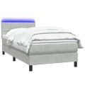vidaXL Posteľný rám boxsping s matracom a LED bledosivý 90x220 cm zamat