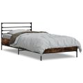 vidaXL Posteľný rám dymový dub 90x190 cm kompozitné drevo a kov
