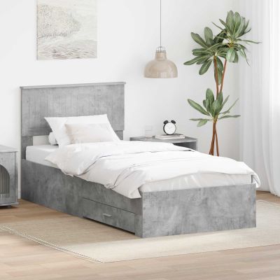 vidaXL Rám postele Betónovo sivá 90 x 200 cm Kompozitné drevo