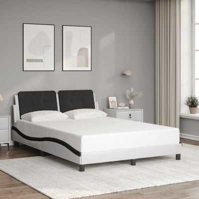 vidaXL Rám postele bez matraca Zadar bielo-čierny 140x190 cm umelá koža