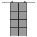 vidaXL Posuvné dvere s kovaním čierne 102,5x205 cm tvrdené sklo