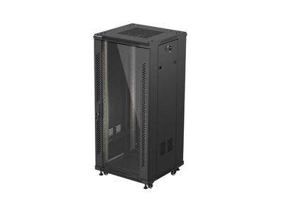 Lanberg 19'' voľne stojaca racková skriňa 27u/600x600 (flat pack) s presklenými dvermi čierna