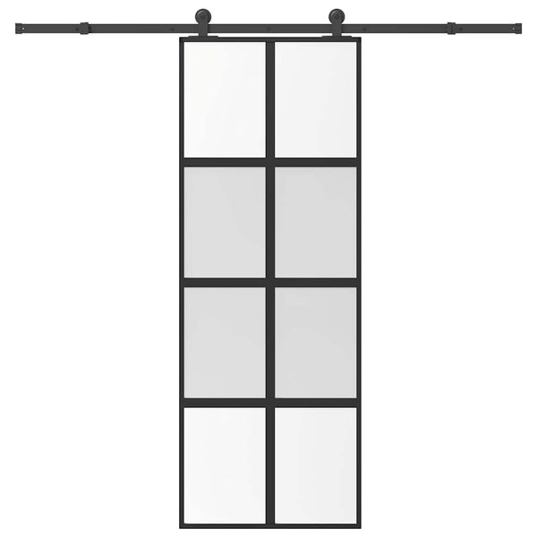 vidaXL Posuvné dvere s kovaním 76x205 cm tvrdené sklo a hliník úzke