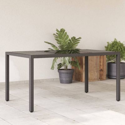 vidaXL Záhradný stôl so sklenenou doskou čierny 150x90x75 cm polyratan