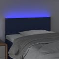 vidaXL Čelo postele s LED modré 80x5x78/88 cm látka