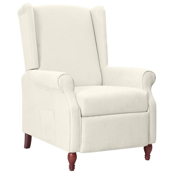 vidaXL Sklápacie kreslo wingback béžové tkanina z mikrovlákna