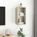 vidaXL Nástenná TV skrinka, biela+sonoma 37x37x72 cm, kompozitné drevo