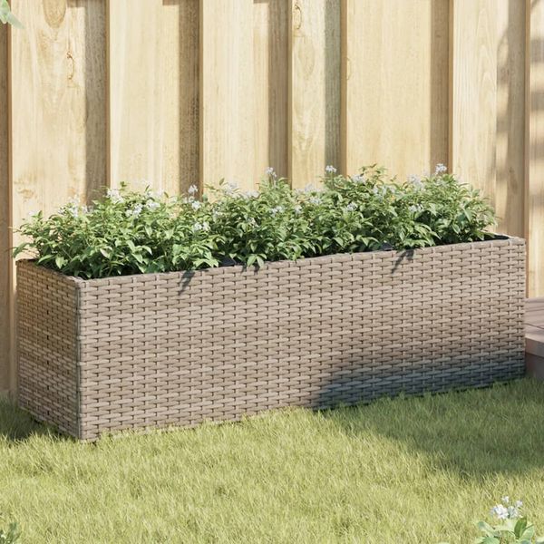 vidaXL Záhradné kvetináče 3 nádoby 2 ks sivé 105x30x32 cm polyratan