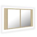 vidaXL LED kúpeľňová zrkadlová skrinka dub sonoma 80x12x45 cm akryl