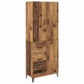 vidaXL Highboard Staré drevo 69,5 x 34 x 180 cm Kompozitné drevo