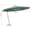 vidaXL Visiaci slnečník 350 cm, hliníková tyč, zelený