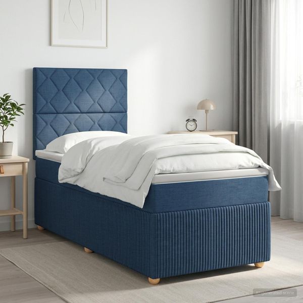 vidaXL Posteľ boxspring s matracom Modrá 100 x 200 cm Látka