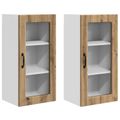 vidaXL Nástenný sklenený kabinet LUCCA 2 ks Dub artisan