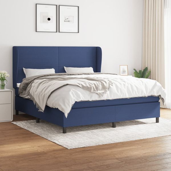 vidaXL Posteľný rám boxspring s matracom modrý 160x200 cm látka