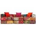 vidaXL 3-miestna modulárna taburetka, patchwork, látka