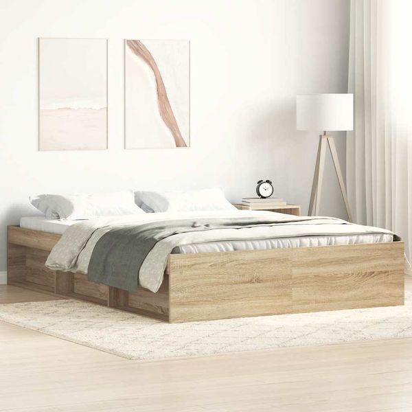 vidaXL Rám postele dub sonoma 140x190 cm