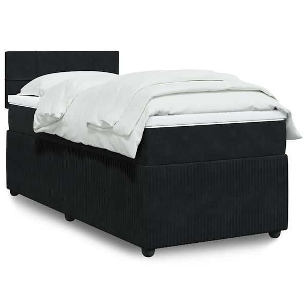 vidaXL Posteľný rám boxspring s matracom čierny 90x190 cm zamat