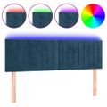 vidaXL Čelo postele s LED tmavomodré 144x5x78/88 cm zamat