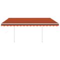 vidaXL Automatická markíza, LED a senzor vetra 4x3 m, oranžová/hnedá