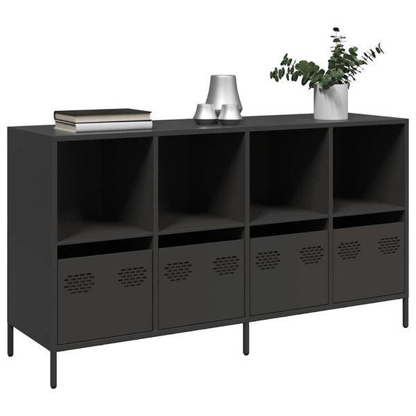 vidaXL Komoda čierna 135x39x73,5 cm oceľ valcovaná za studena