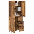 vidaXL Highboard Staré drevo 69,5 x 34 x 180 cm Kompozitné drevo