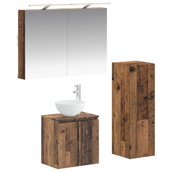 vidaXL Sada kúpeľňového nábytku 4 pcs Staré drevo