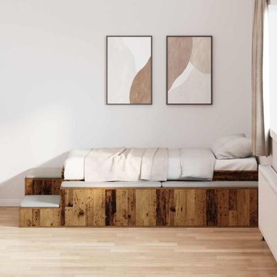 vidaXL Rám postele s úložným prostorem Staré drevo 80 cm