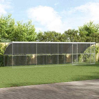 vidaXL Psí kennel 4 pcs Strieborná 8 x 2 x 2 m Pozinkovaná oceľ