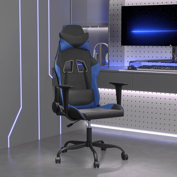 vidaXL Herná stolička čierna a modrá umelá koža