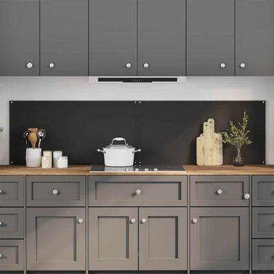 vidaXL Kuchynský obklad 2 pcs Čierna 100 x 50 cm tvrdené sklo