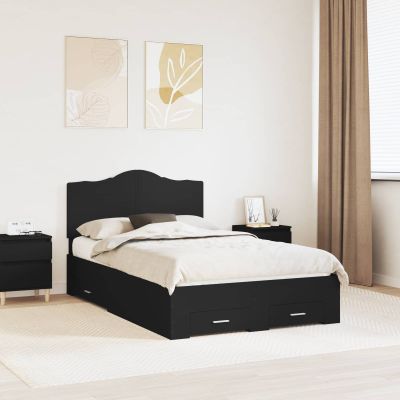 vidaXL Rám postele so zásuvkou Čierna 135 x 190 cm Kompozitné drevo