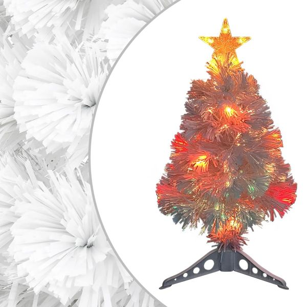 vidaXL Osvetlený umelý vianočný stromček, biely 64 cm, optické vlákno