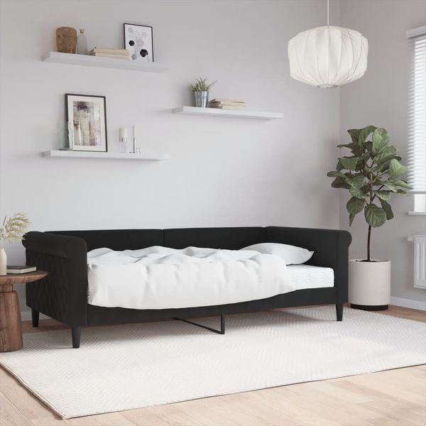 vidaXL Denná posteľ s matracom čierna 90x190 cm zamat