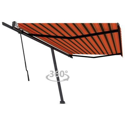 vidaXL Samostatne stojaca ručná markíza 500x300 cm oranžovo-hnedá
