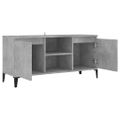 vidaXL TV stolík nožičky z kovu betónový sivý 103,5x35x50 cm