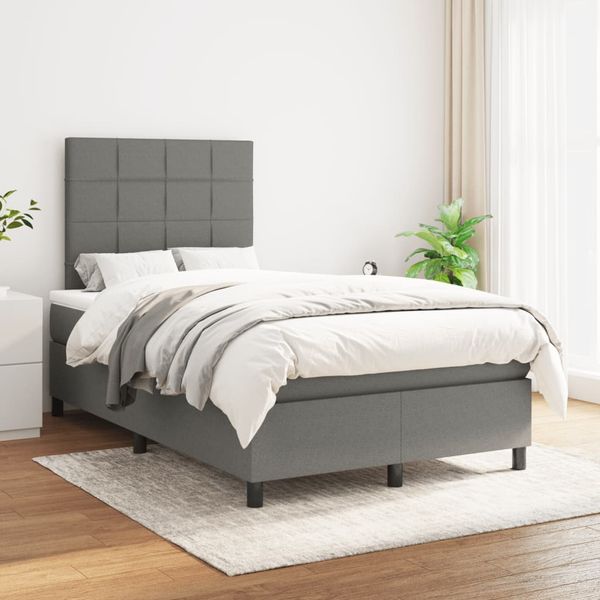 vidaXL Boxspring posteľ s matracom tmavosivý 120x200 cm látka