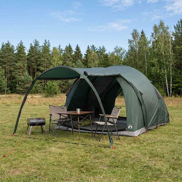 vidaXL Tunelový stan so strechou Armádna zelená 370 x 275 x 210 cm