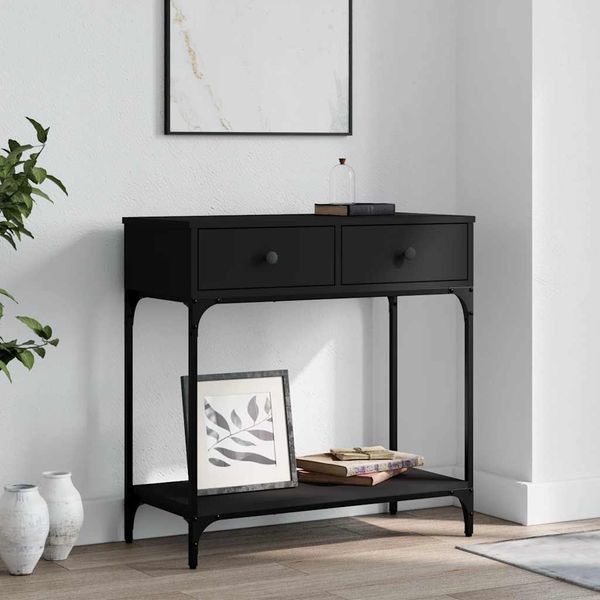 vidaXL Konzolový stolík čierny 75x34,5x75 cm kompozitné drevo