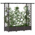 vidaXL Vyvýšený záhon s mriežkou a strechou Hnedá 164 x 40 x 121 cm PP