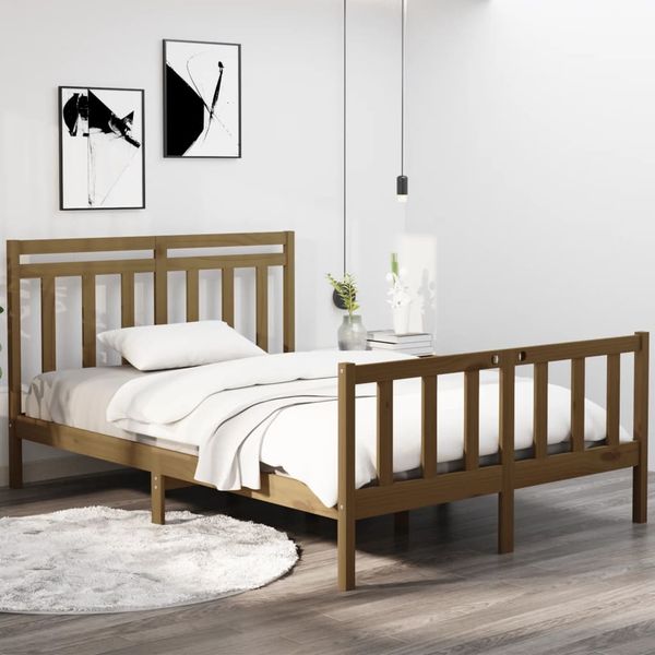 vidaXL Posteľný rám medový drevený masív 120x190 cm malé dvojlôžko