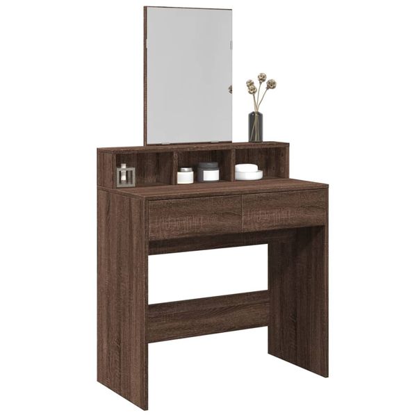vidaXL Toaletný stolík so zrkadlom hnedý dub 80x41x144,5 cm