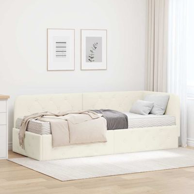 vidaXL Rohový rám postele Krémová 80 x 200 cm Zamat