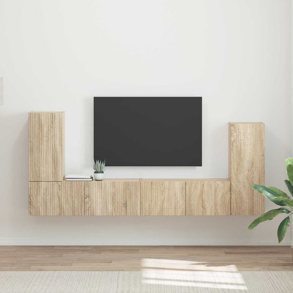 vidaXL Zostava TV skriniek 4 pcs Sonoma dub Kompozitné drevo